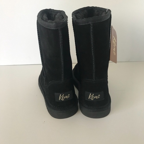 NWT Kemi Black Suede Faux Fur Winter Calf Booties • Cozy Casual • Size 6 🗣 - Picture 10 of 11